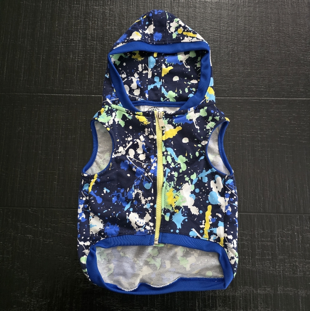 Dog Paint Splatter Hooded Vest w/Pockets